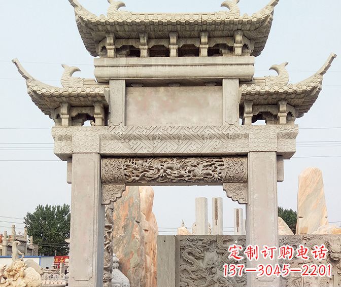 温州单门大理石牌坊石雕