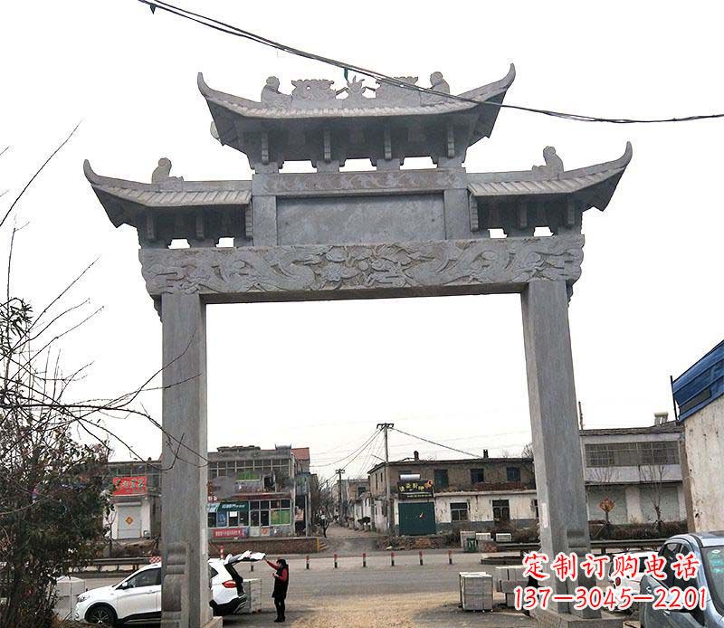 温州单门大理石牌坊石雕_1
