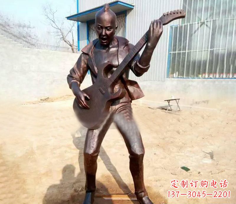 温州精致细腻的铜吉他雕塑