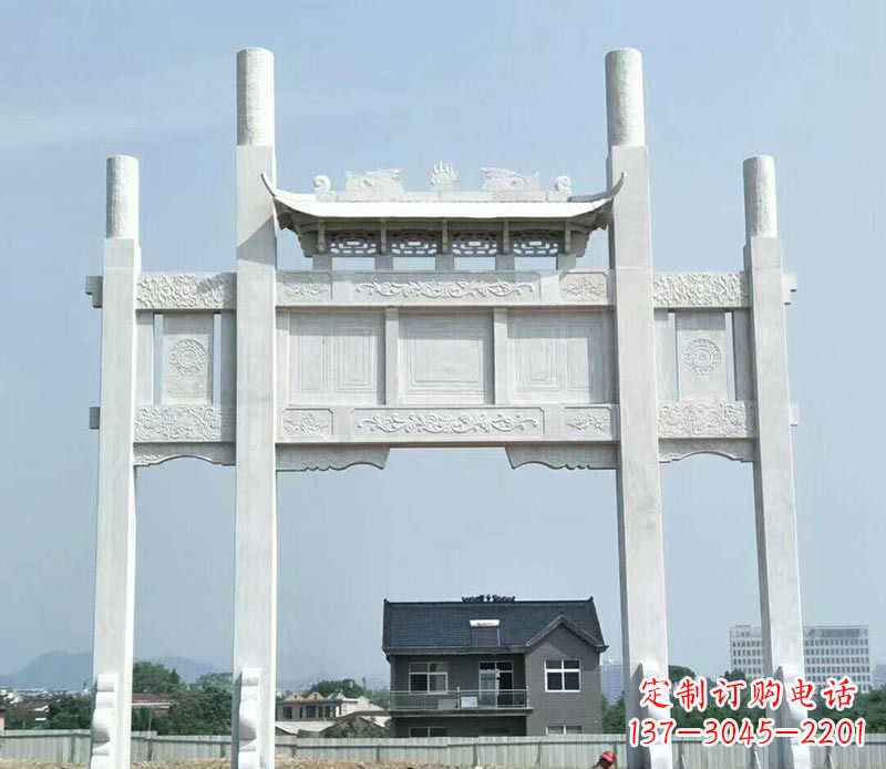 温州道路三门牌坊石雕 (4)