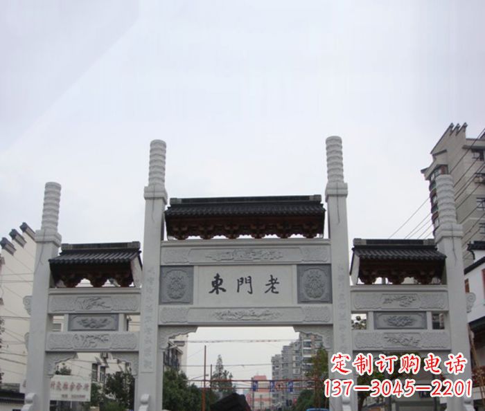 温州精美三门石牌坊雕塑