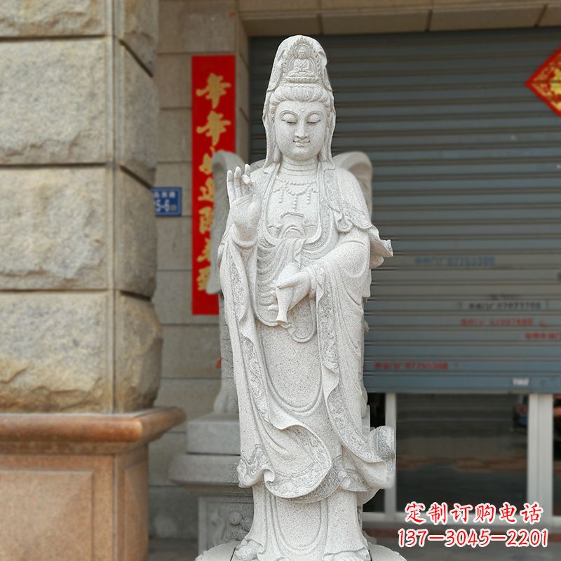 温州经典青石观音雕塑