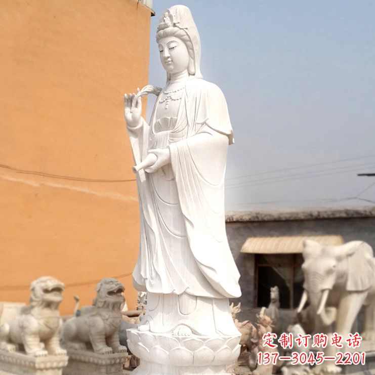 温州滴水观音汉白玉石雕佛像