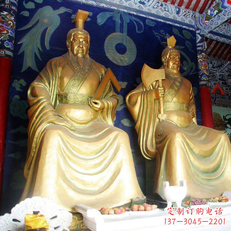 温州帝喾与颛顼寺庙铜雕神像
