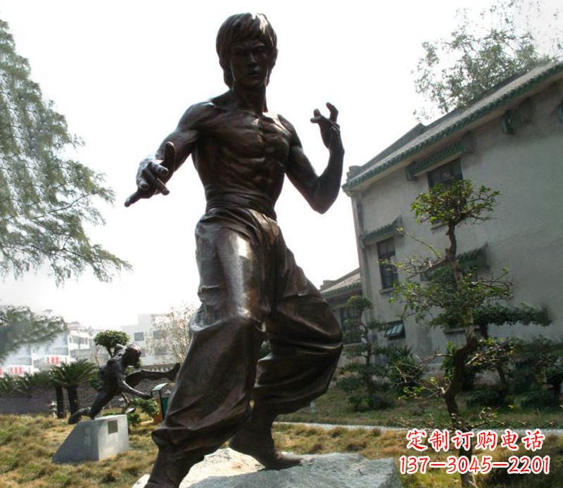 温州电影名人李小龙铜雕