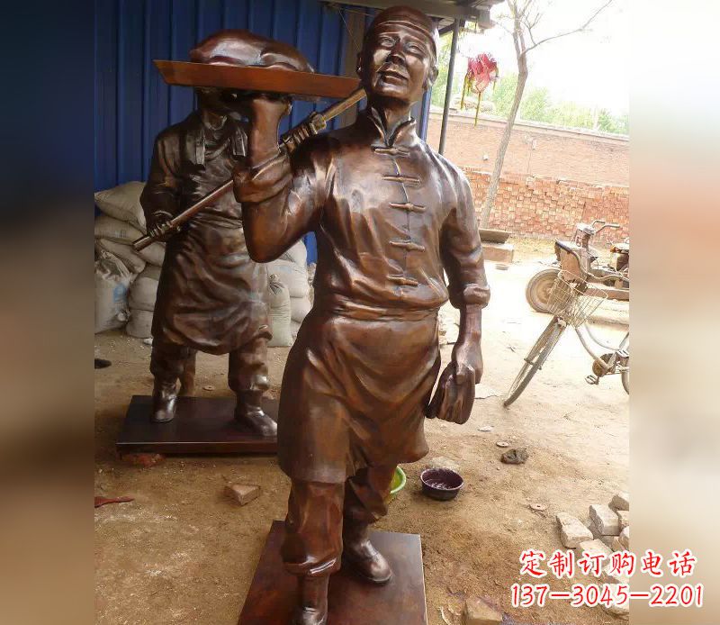 温州店小二铜雕,精美绝伦,永传佳话