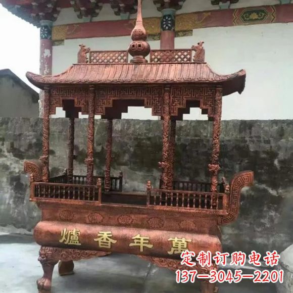 温州雕刻蝙蝠铜香炉