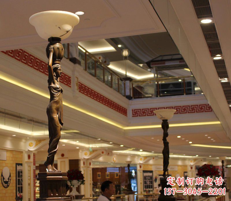 温州顶盆女人玻璃钢仿铜人物雕塑