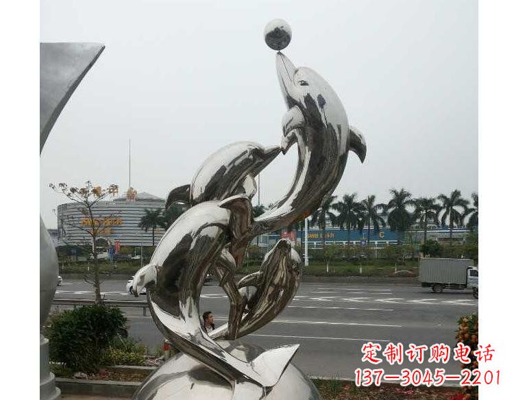 温州海豚精美不锈钢雕塑