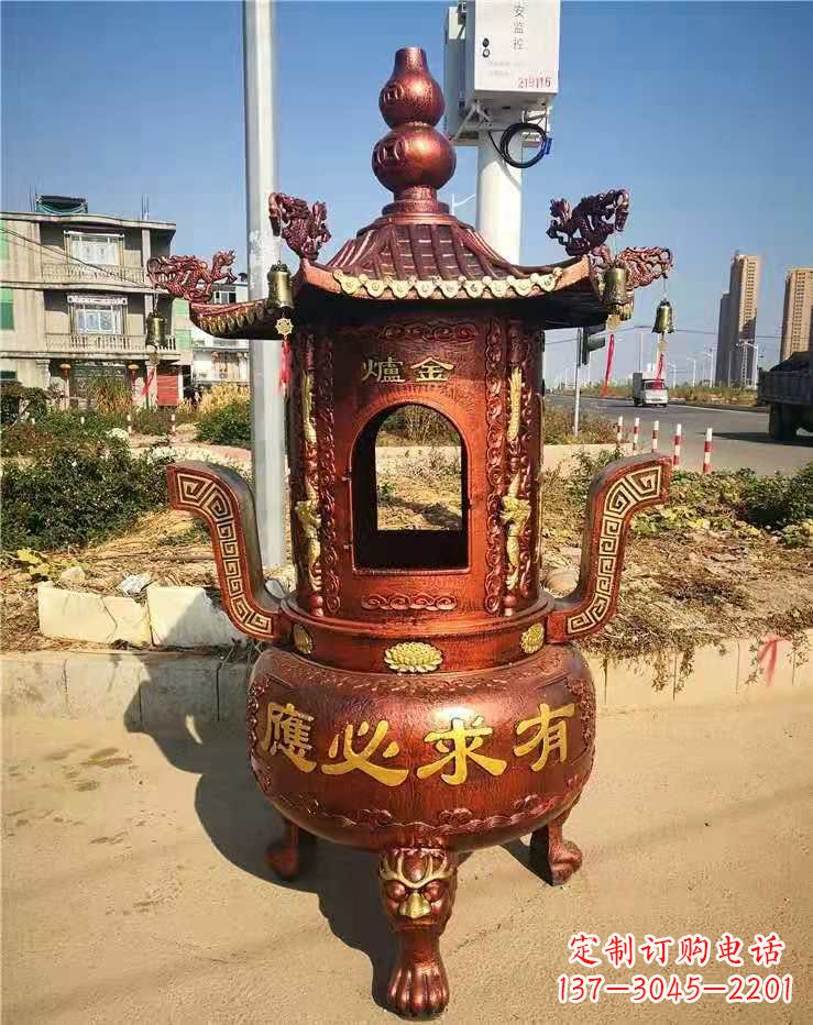 温州杜浦精制铜香炉雕塑