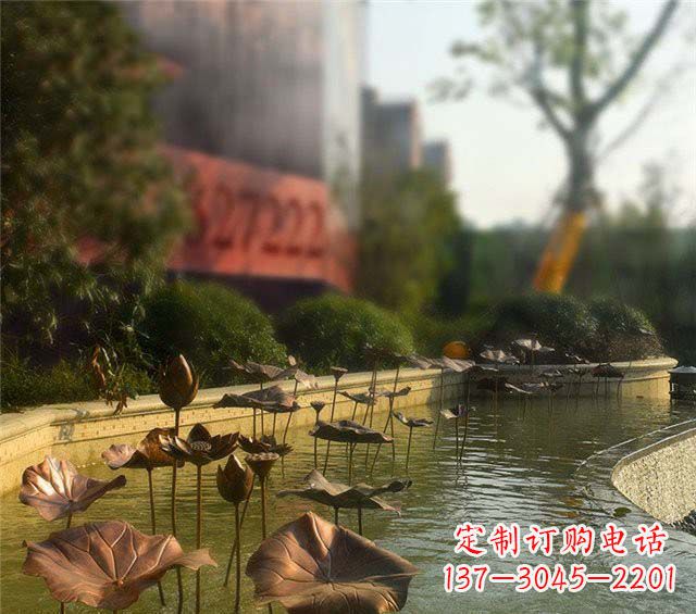 温州荷叶风情传承——锻铜荷花荷叶小区景观雕塑