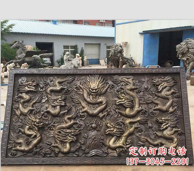 温州锻铜九龙浮雕雕塑