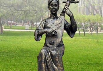 温州高质量青铜人物弹琵琶雕塑