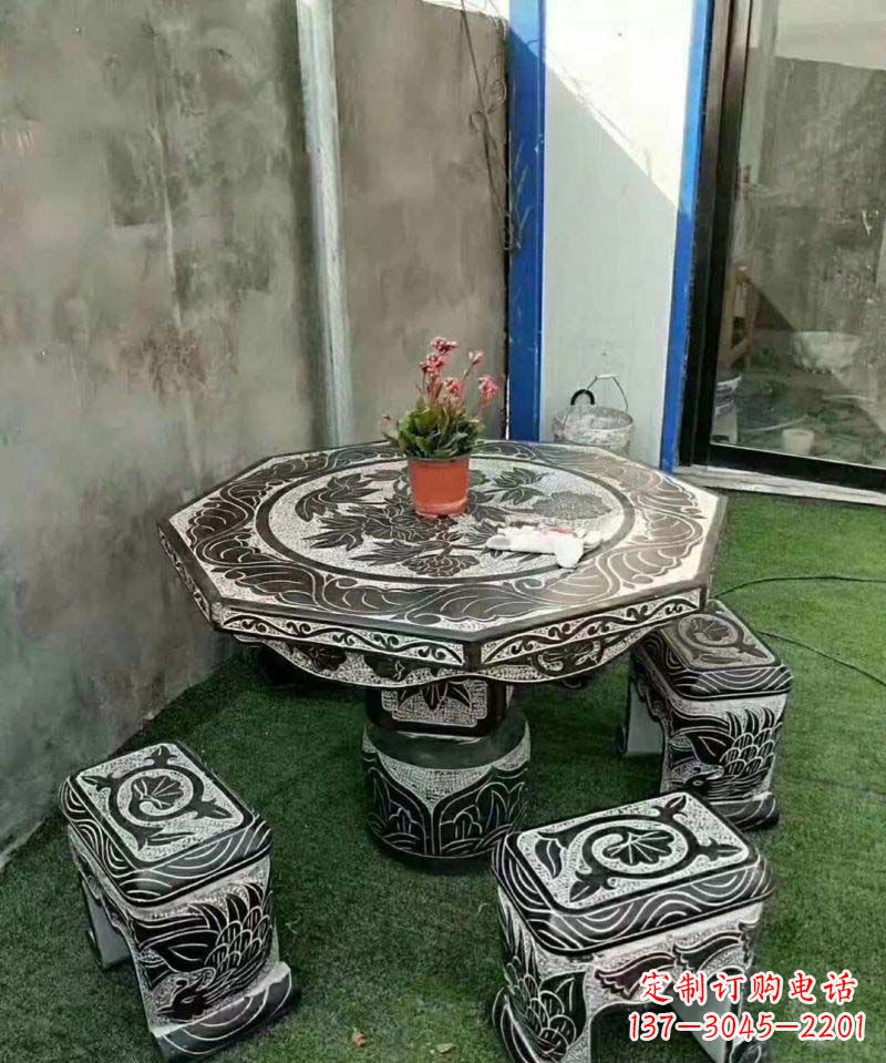 温州多边形石头桌凳雕塑