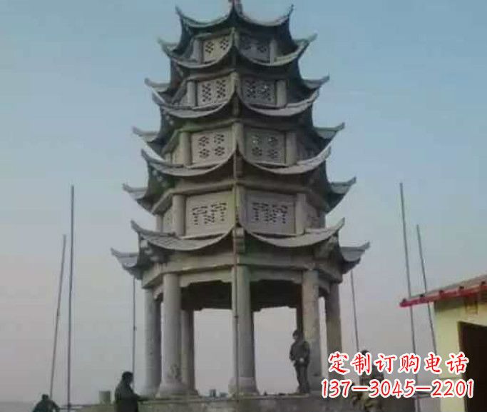 温州精美绝伦的多层凉亭石雕