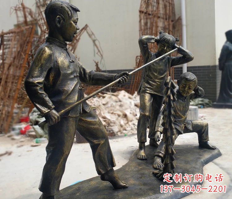 温州儿童放鞭炮庭院景观铜雕塑