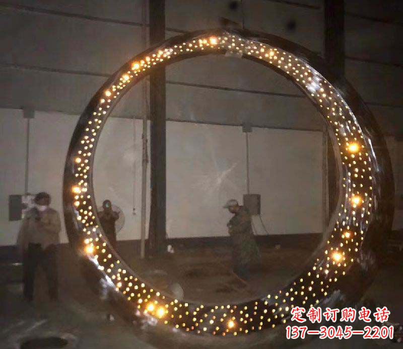 温州发光不锈钢圆环灯饰景观雕塑