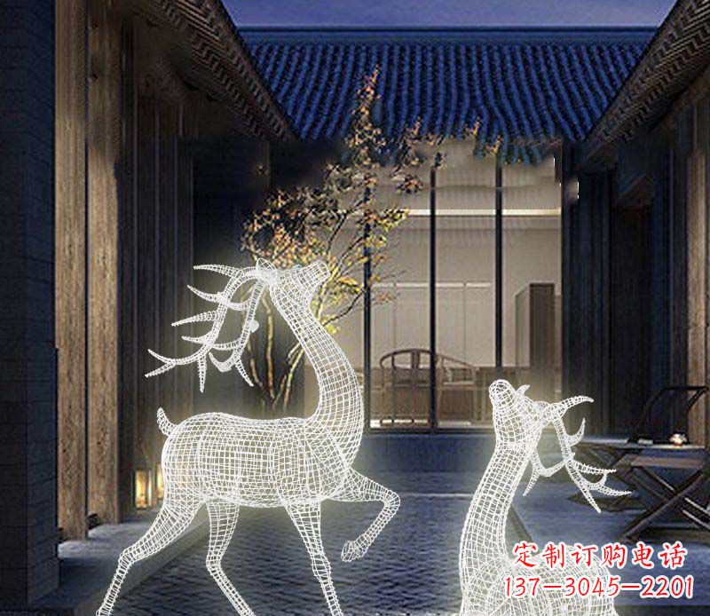 温州发光镂空梅花鹿景观雕塑