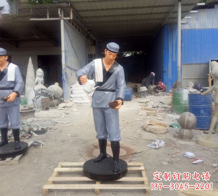 温州铝合金仿真店小二雕塑