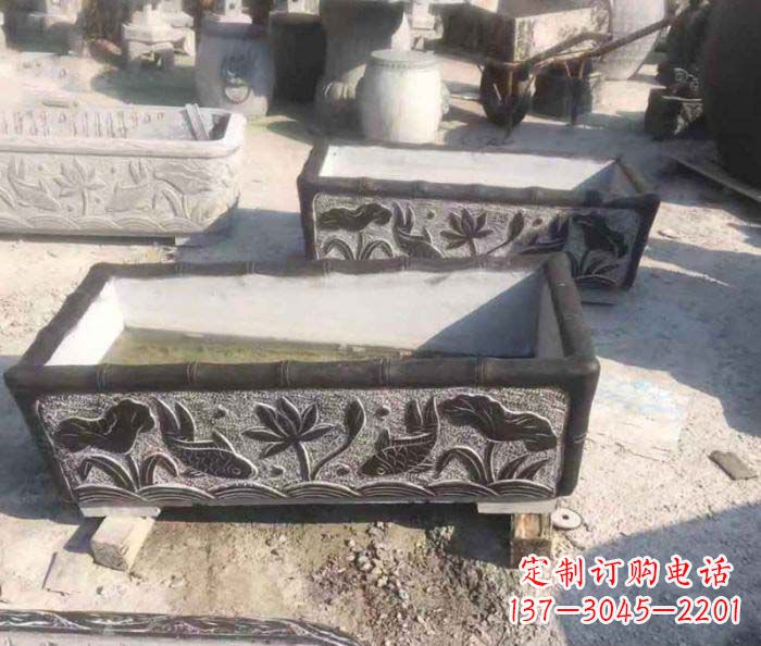 温州精美仿古石水缸雕塑