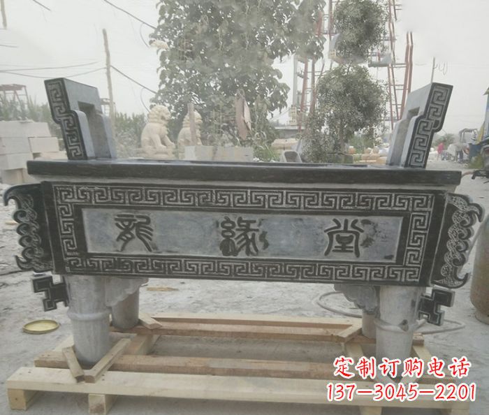 温州方形四足香炉石雕艺术品