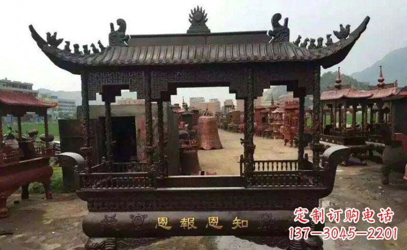 温州方形寺庙香炉铜雕