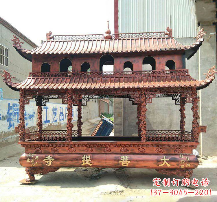 温州方形铜定制香炉雕塑
