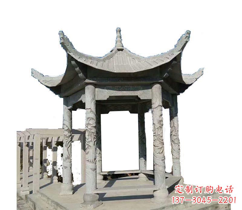 温州仿古六角凉亭石雕 (10)