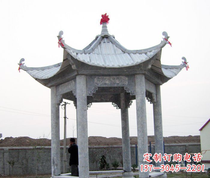 温州仿古六角石雕凉亭
