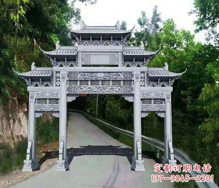 温州仿古三门牌坊石雕