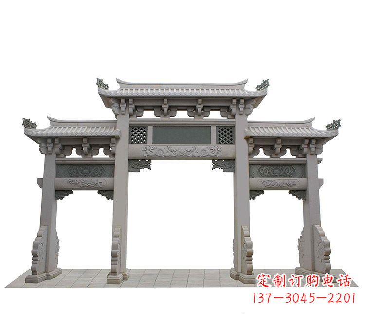 温州仿古三门石牌坊石雕