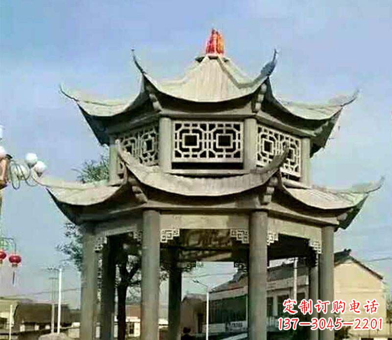 温州仿古石凉亭石雕 (2)