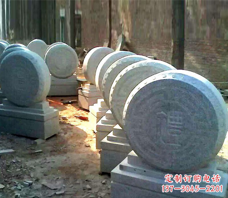 温州仿古石门墩招财抱鼓石石雕 (2)