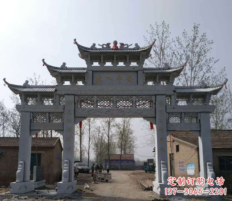 温州仿古石牌坊石雕 (2)