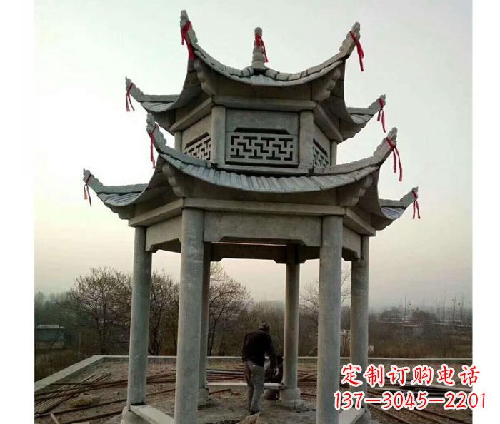 温州仿古双层石雕凉亭
