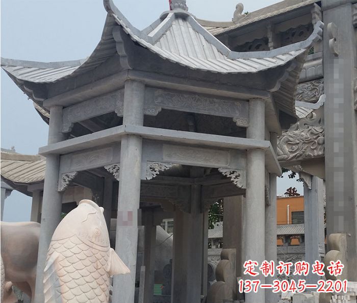温州精美仿古双层石雕凉亭
