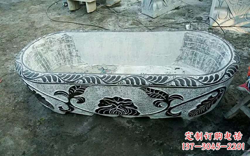 温州风格独特的仿古石头水缸雕塑