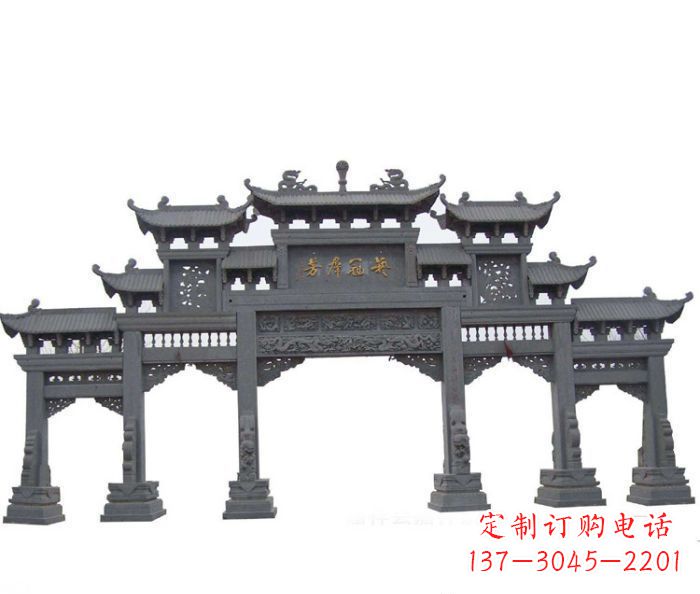 温州仿古五门牌坊石雕