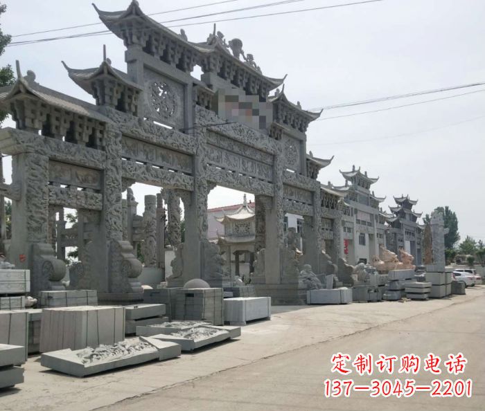 温州仿古五门石雕牌坊