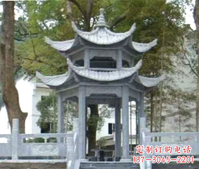 温州仿古园林双层石雕凉亭