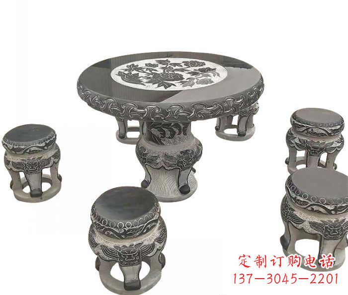 温州仿古圆形石桌凳