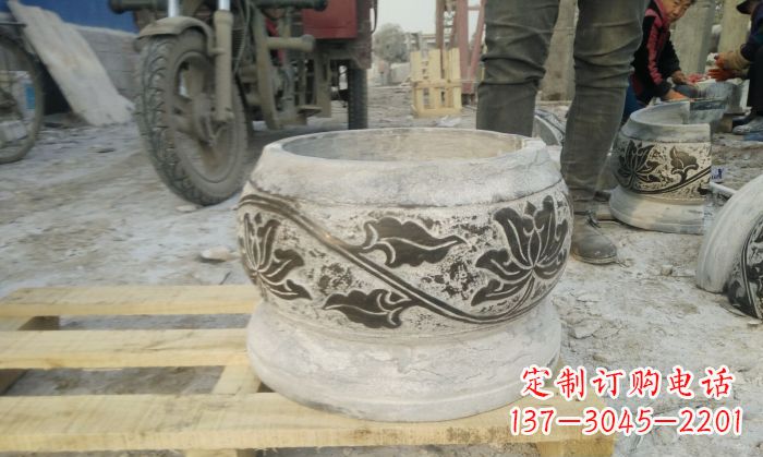 温州仿古圆形水缸石雕 (4)