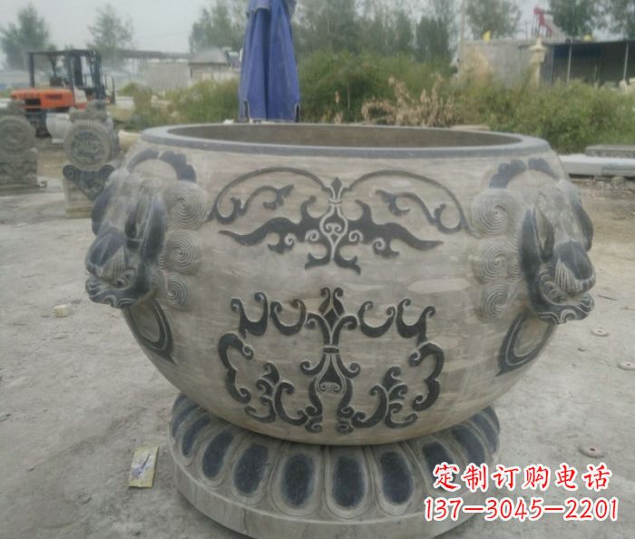温州仿古圆形水缸石雕 (3)