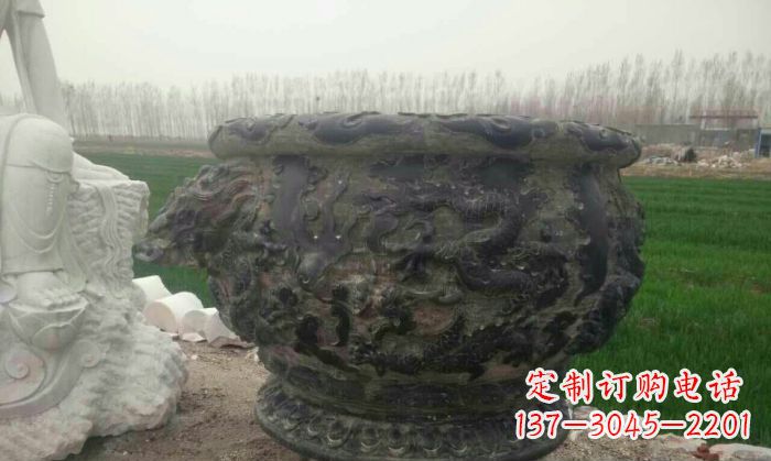 温州仿古圆形水缸石雕 (2)