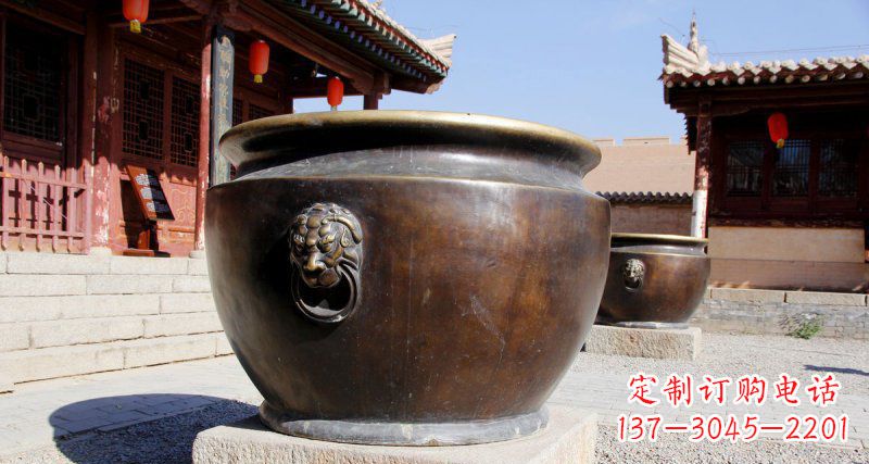温州仿古圆形水缸铜雕