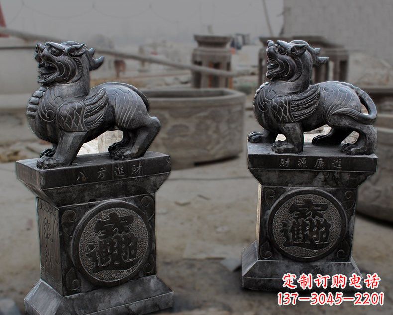 温州仿古招财进宝貔貅石雕