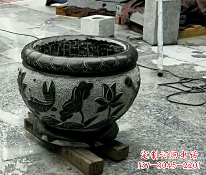 温州仿古招财水缸石雕 (2)
