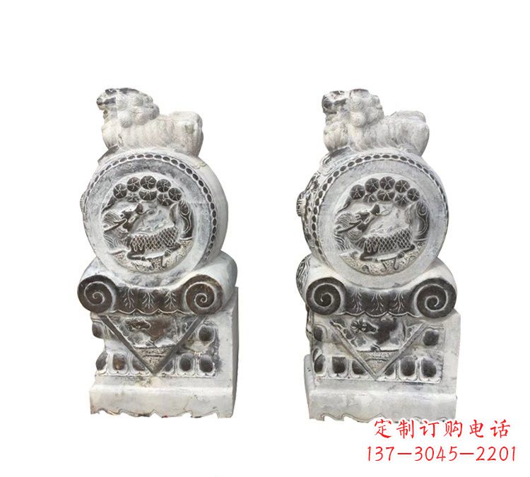温州仿古雕塑狮子抱鼓石