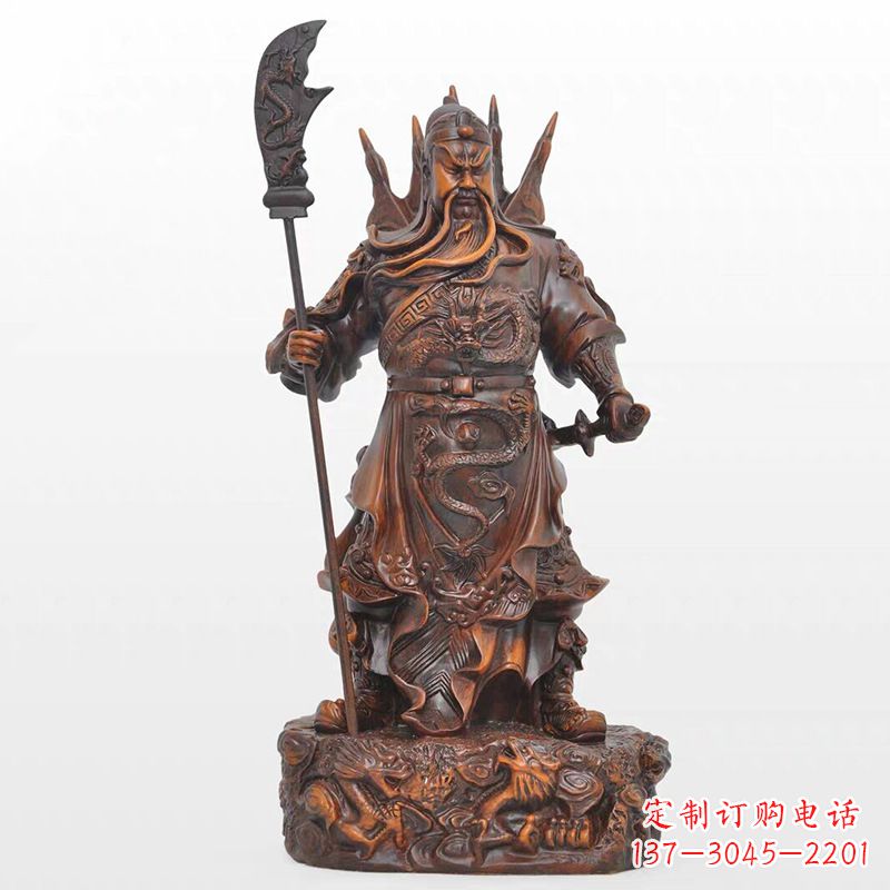温州仿木关公铜雕像