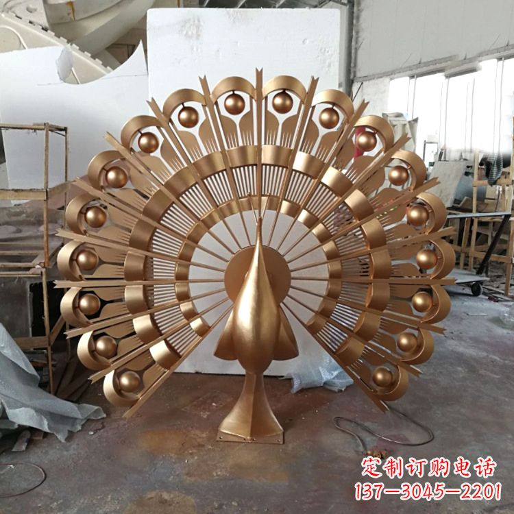 温州仿铜色不锈钢孔雀雕塑